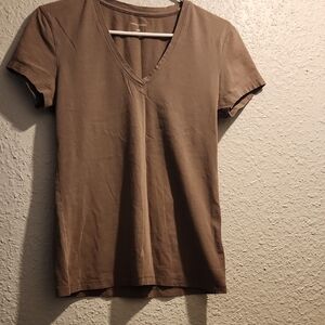Classic Brown V-Neck Women's Top